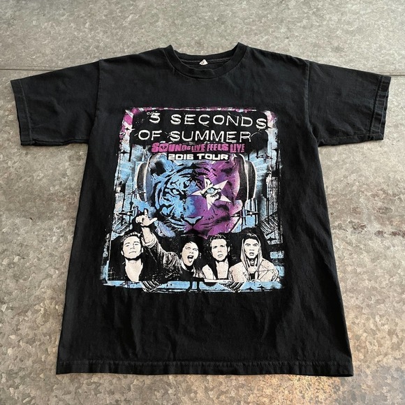 5 Seconds of Summer Sounds Live Feels Live 2016 Tour Band Tee Shirt Womens Small - Picture 1 of 8